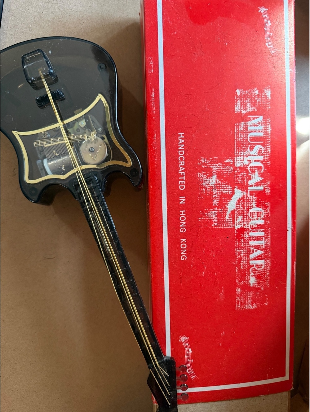 Violin shaped decor item in box